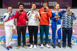 Enkhmaa Erdenechuluun and Zalan Pekler climbed atop the Buenos Aires 2018 podium, winning the gold medal match against Russian Federation’s Anastasiia Dereviagina and Mexico’s Edson Ismael Ramirez Ramos. The bronze medal of this particular event, which is contested exclusively at the Youth Olympic Games, was awarded to Argentina’s Facundo Firmapaz and Finland’s Natalia Kemppi.
