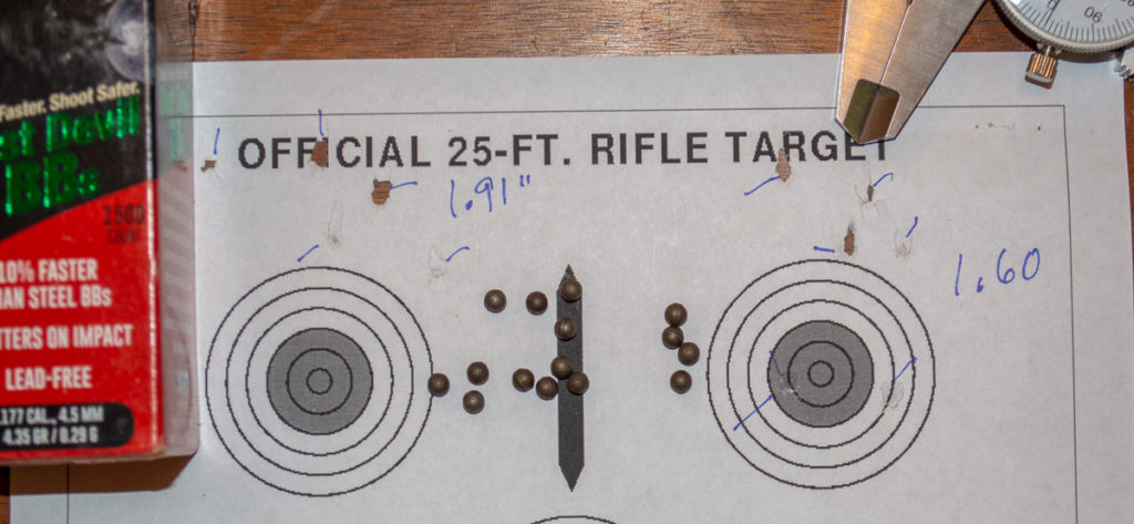 While accuracy wasn't quite as good as traditional steel BBs, it was perfectly adequate for hard target plinking.