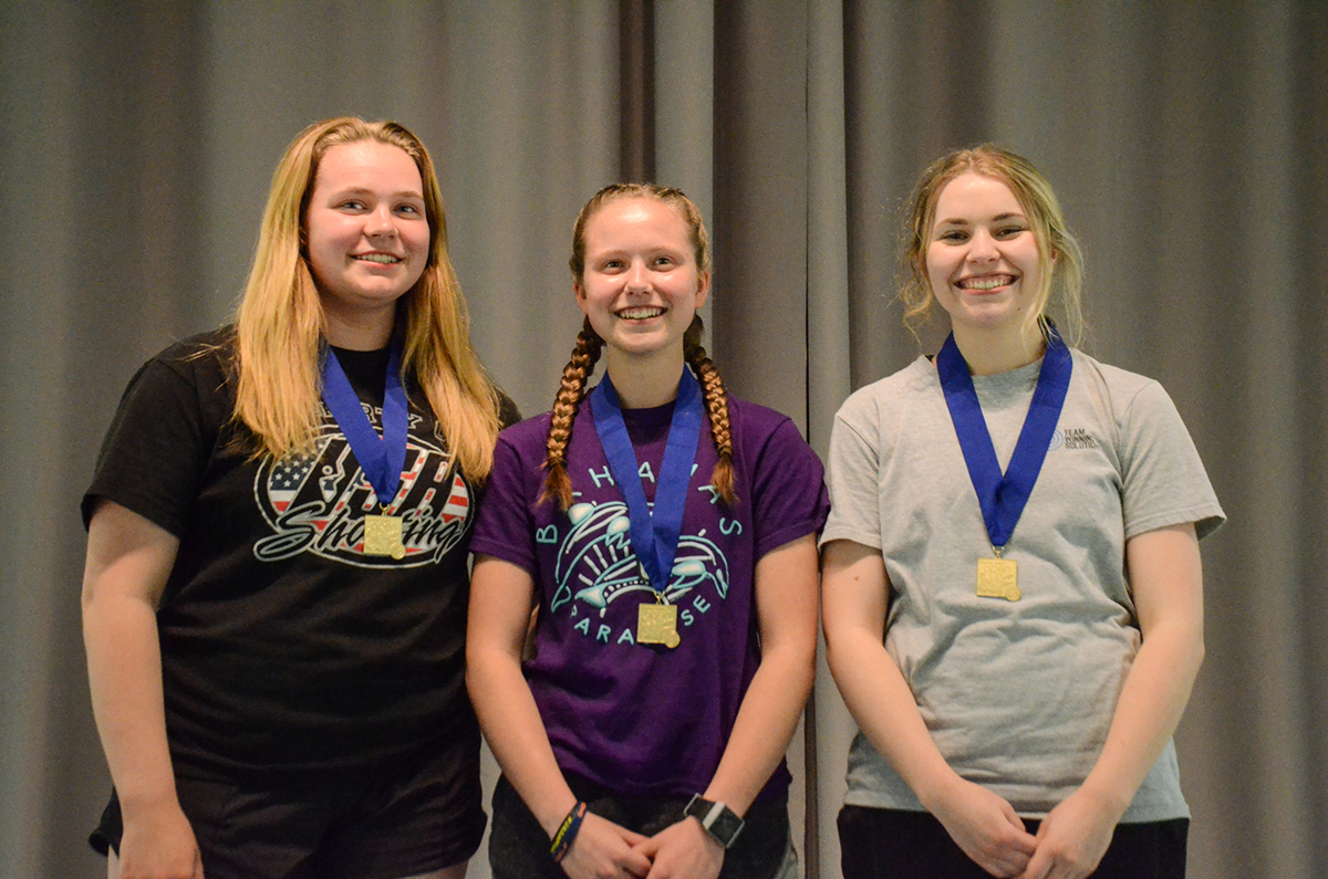 Katrina Demerle, Rylie Passmore and Natalie Perrin (left to right) joined together to earn the overall 60 Shot Air Rifle Team spot.