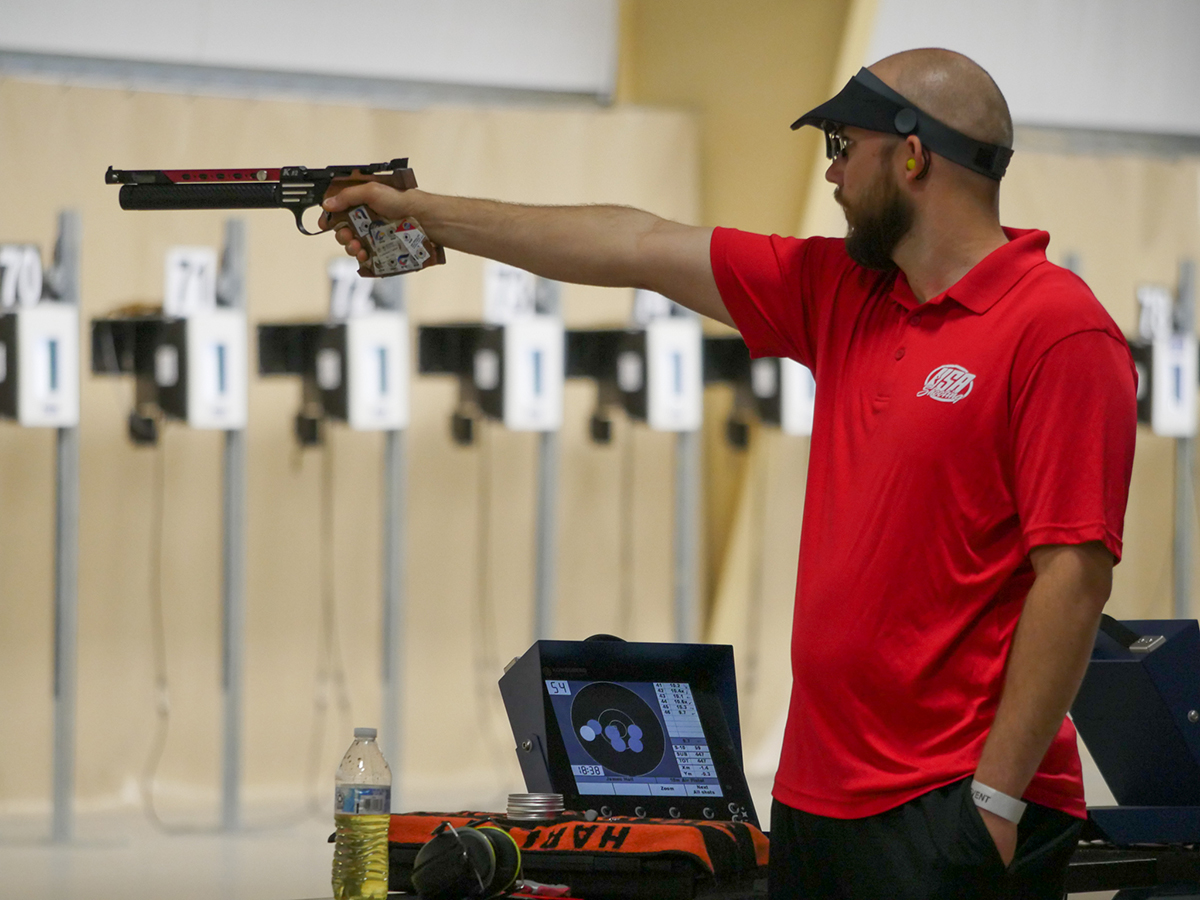 James Hall led the Air Pistol event. He’ll be traveling to the Tokyo Olympics as a member of Team USA this summer.
