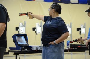 CMP’s Renay Woodruff decided to join the sport of air pistol after taking notice of it during her regular work routine.