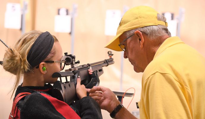 The Junior Camp also includes air rifle training at the Gary Anderson CMP Competition Center, featuring electronic targets.