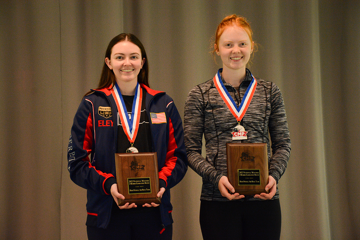 Kristen Hemphill (left) and Katie Zaun (right) were the overall winners in the 2-Man air rifle event.