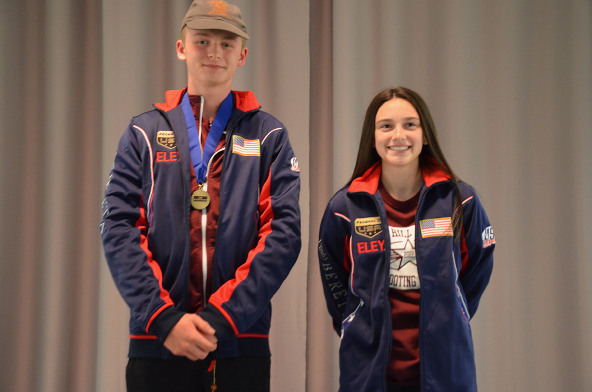 Earning spots on the USA Shooting National Futures Team for their combined scores in the JO and CMP Nationals were Griffin Lake (left) and Elizabeth Probst (right).