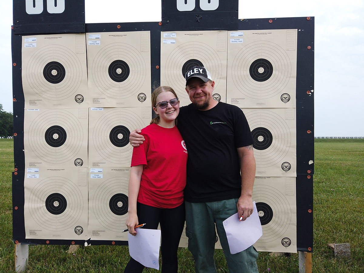 Claudia participated in the National Rimfire Sporter Match with her dad during the CMP National Matches at Camp Perry in July.