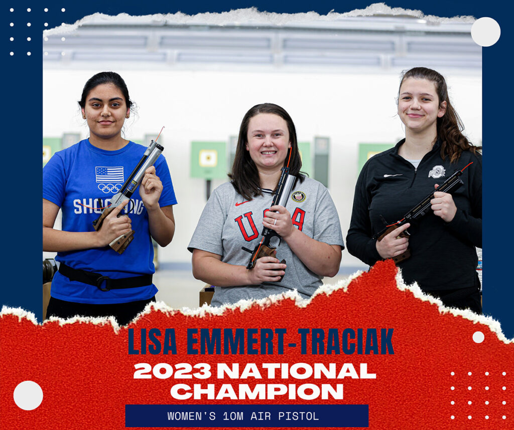 Emmert Traciak earned National Champion titles in 10m air pistol and 25m standard pistol at the 2023 USA Shooting National Championships. Photo courtesy of USA Shooting