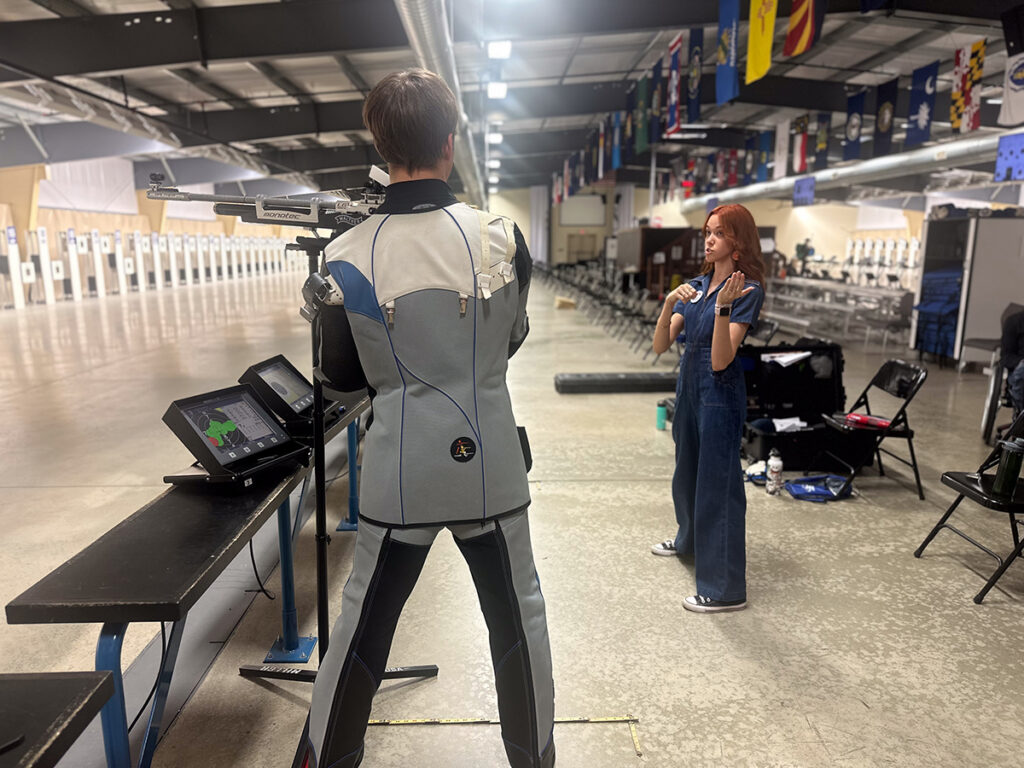 Participants in the club are trained by former Division 1 NCAA rifle athletes, like CMP’s Alana Kelly (right).